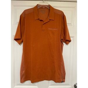 Eddie Bauer Orange Travex Polo Shirt Moisture Wicking Short Sleeve Mens L Tall
